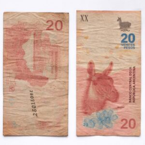 Billete argentino con error de impresion